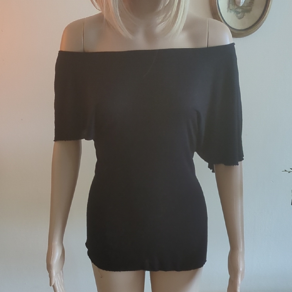 Calpak Black Off-the-Shoulder Fitted Blouse